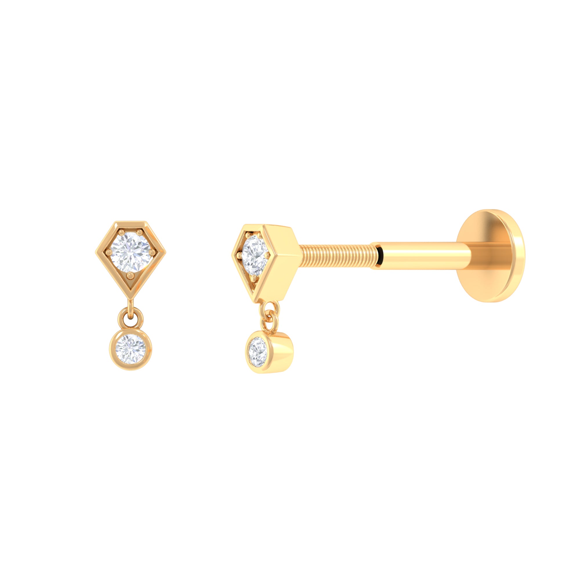 Round Cut Natural Diamond Simple Drop Helix Earring in Gold Diamond - ( HI-SI ) - Color and Clarity - Rosec Jewels