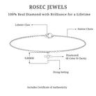 0.25 CT Certified Diamond Chain Bracelet with Cross Charm Diamond - ( HI-SI ) - Color and Clarity - Rosec Jewels