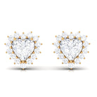 3/4 CT Heart Shape Zircon Halo Stud Earrings Zircon - ( AAAA ) - Quality - Rosec Jewels