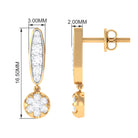 1/2 CT Diamond and Minimal Bar Drop Earrings Diamond - ( HI-SI ) - Color and Clarity - Rosec Jewels