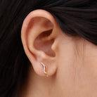 Prong Set Diamond and Gold Simple Leaf Stud Earrings for Women Diamond - ( HI-SI ) - Color and Clarity - Rosec Jewels