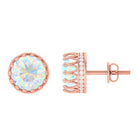Solitaire Ethiopian Opal and Moissanite Crown Stud Earrings Ethiopian Opal - ( AAA ) - Quality - Rosec Jewels