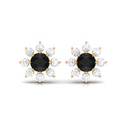 1/2 CT Round Shape Black and White Diamond Floral Stud Earring Black Diamond - ( AAA ) - Quality - Rosec Jewels