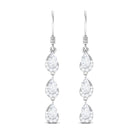 Pear and Round Cut Certified Moissanite Dangle Earrings Moissanite - ( D-VS1 ) - Color and Clarity - Rosec Jewels