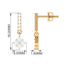 3/4 CT Contemporary Zircon Dangle Earrings in Gold Zircon - ( AAAA ) - Quality - Rosec Jewels