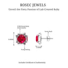 2 CT Created Ruby Floral Statement Earrings Lab Created Ruby - ( AAAA ) - Quality - Rosec Jewels