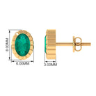 1 CT Oval Emerald Solitaire Stud Earrings in Bezel Setting Emerald - ( AAA ) - Quality - Rosec Jewels