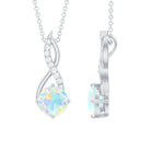 Ethiopian Opal Solitaire Silver Infinity Pendant with Moissanite - Rosec Jewels