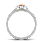 1.25 Carat Emerald Cut Fire Opal Solitaire Ring Set with Diamond Fire Opal - ( AAA ) - Quality - Rosec Jewels