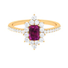 1.75 CT Rhodolite Vintage Inspired Ring with Diamond Halo Rhodolite - ( AAA ) - Quality - Rosec Jewels