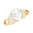 Oval Shape Moissanite Solitaire Infinity Ring in Gold Moissanite - ( D-VS1 ) - Color and Clarity - Rosec Jewels