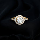 Certified Moissanite Halo Engagement Ring with Side Stones Moissanite - ( D-VS1 ) - Color and Clarity - Rosec Jewels