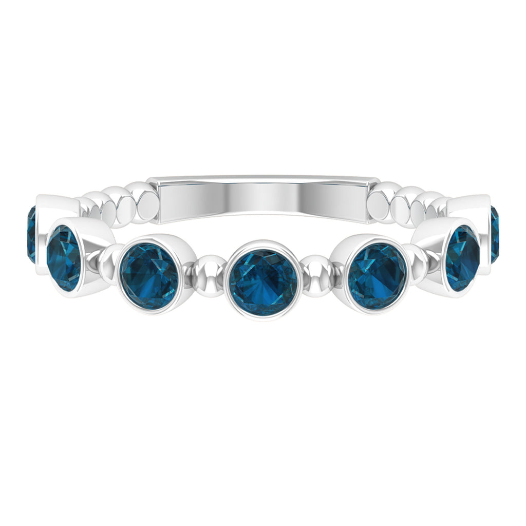 Rosec Jewels-1.25 CT London Blue Topaz Stackable Ring with Beaded Details