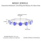 1 CT Bezel Set Tanzanite Half Eternity Ring with Gold Beaded Tanzanite - ( AAA ) - Quality - Rosec Jewels