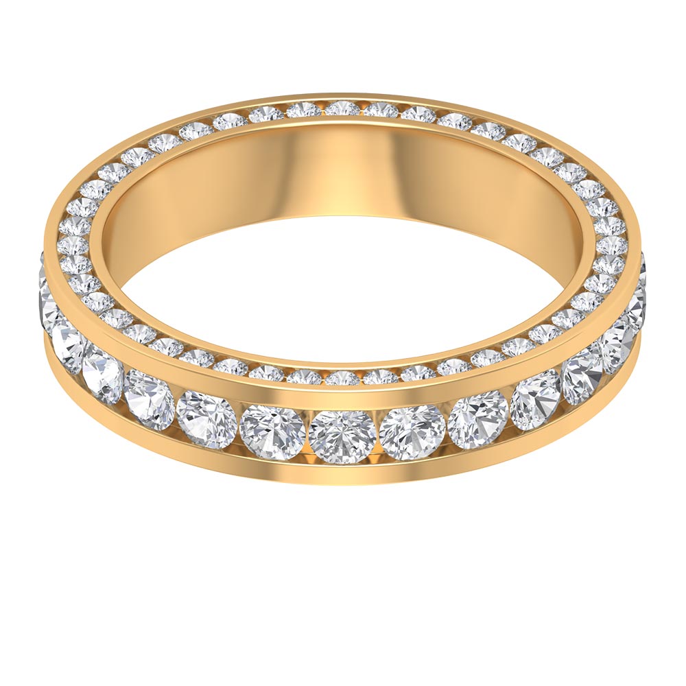 Certified Moissanite Eternity Ring in Channel Setting Moissanite - ( D-VS1 ) - Color and Clarity - Rosec Jewels