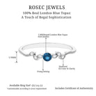 London Blue Topaz Leaf Inspired Solitaire Promise Ring with Beaded Details London Blue Topaz - ( AAA ) - Quality - Rosec Jewels
