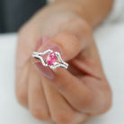 Oval Cut Pink Sapphire and Diamond Ring with Split Shank Pink Sapphire - ( AAA ) - Quality - Rosec Jewels