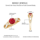 Classic Created Ruby and Diamond Crossover Engagement Ring with Diamond Lab Created Ruby - ( AAAA ) - Quality - Rosec Jewels