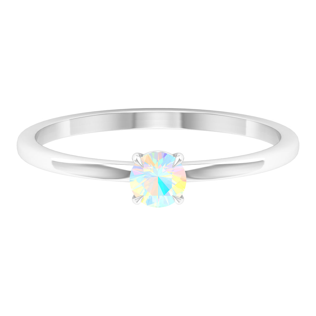Rosec Jewels-1/4 CT Claw Set Round Ethiopian Opal Solitaire Promise Ring