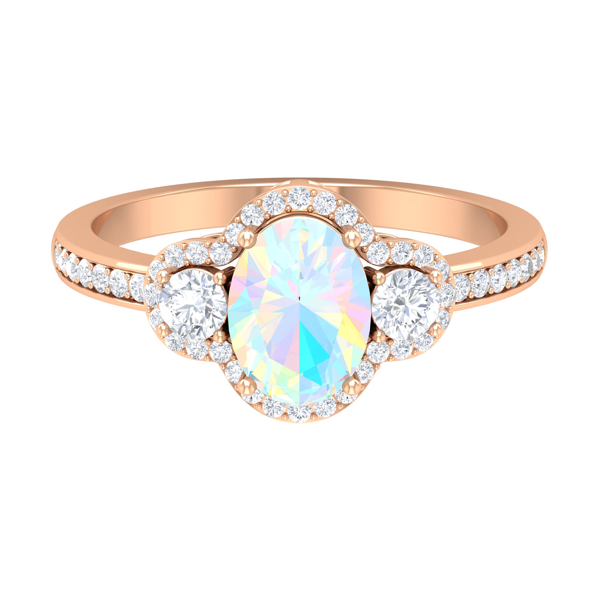 1.75 CT Antique Ethiopian Opal and Diamond Accent Engagement Ring Ethiopian Opal - ( AAA ) - Quality - Rosec Jewels
