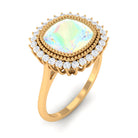 Cushion Cut Ethiopian Opal Statement Engagement Ring with Diamond Halo Ethiopian Opal - ( AAA ) - Quality - Rosec Jewels