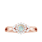 Split Shank Ethiopian Opal Flower Engagement Ring with Diamond Ethiopian Opal - ( AAA ) - Quality - Rosec Jewels