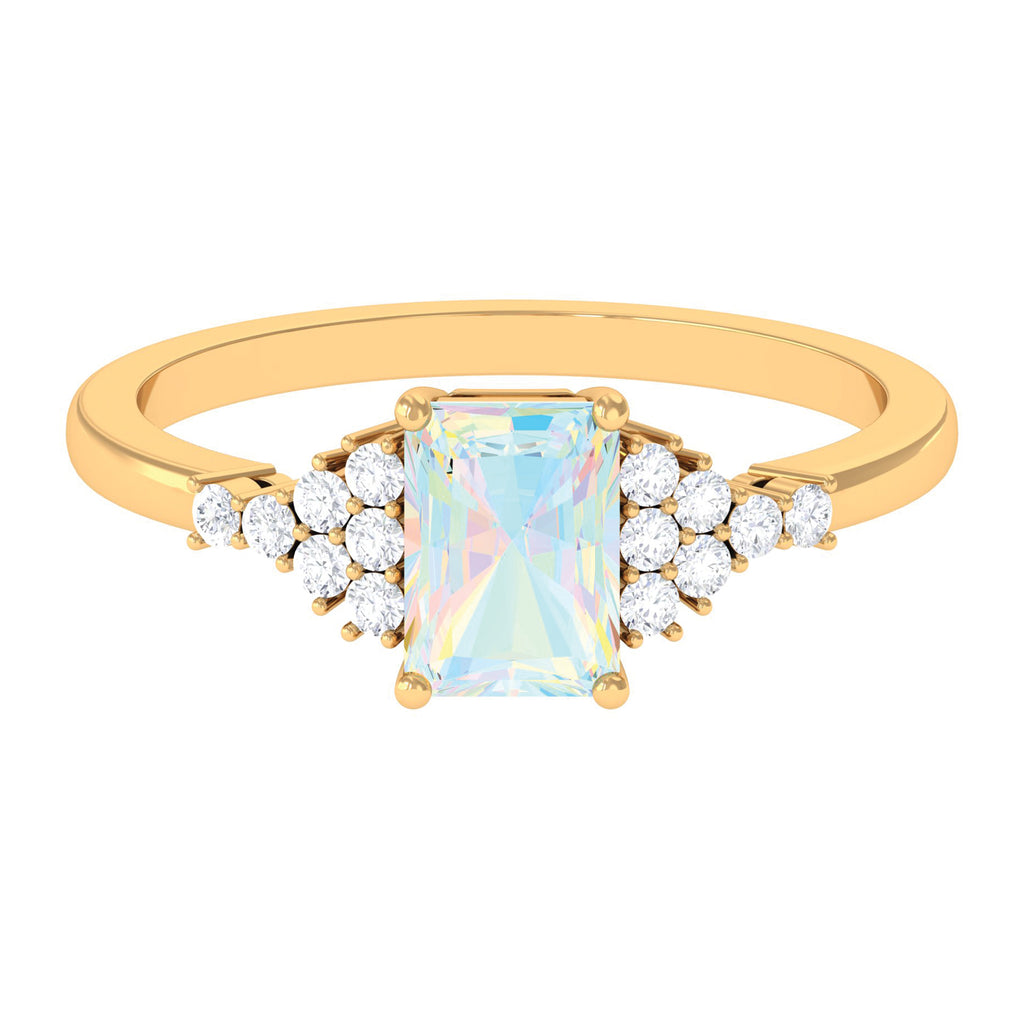 Rosec Jewels-Octagon Cut Ethiopian Opal and Diamond Solitaire Engagement Ring
