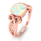 8 MM Cushion Cut Ethiopian Opal Vintage Solitaire Ring in Bezel Setting Ethiopian Opal - ( AAA ) - Quality - Rosec Jewels