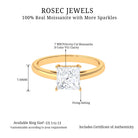 6.5 MM Princess Cut Moissanite Simple Solitaire Ring in 4 Prong Setting Moissanite - ( D-VS1 ) - Color and Clarity - Rosec Jewels