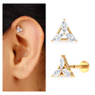 Marquise Moissanite Triangle Cartilage Earring Moissanite - ( D-VS1 ) - Color and Clarity - Rosec Jewels