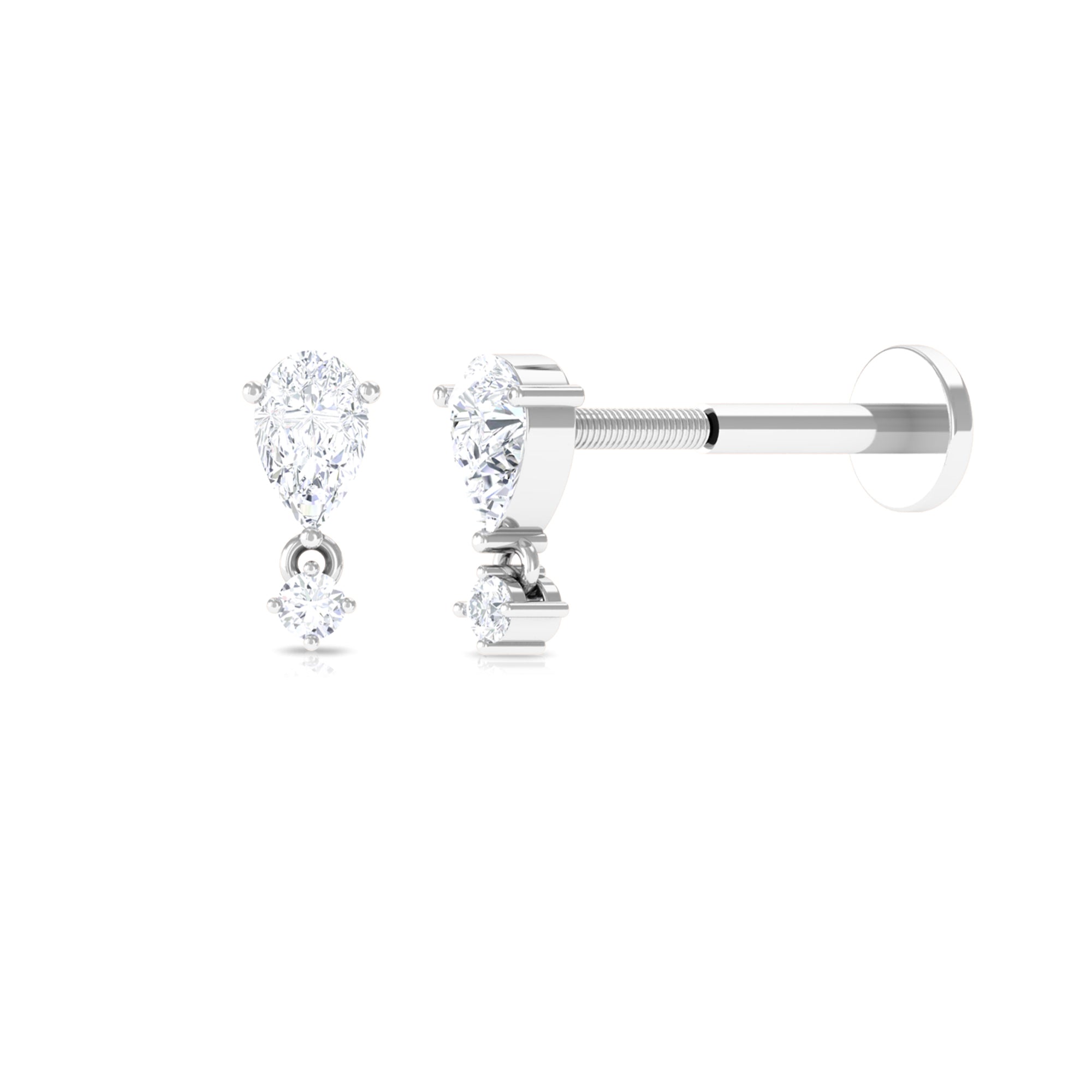Dainty Moissanite Piercing Earring for Helix Moissanite - ( D-VS1 ) - Color and Clarity - Rosec Jewels