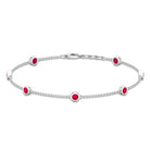 1 CT Bezel Set Ruby Station Chain Bracelet in Gold Ruby - ( AAA ) - Quality - Rosec Jewels