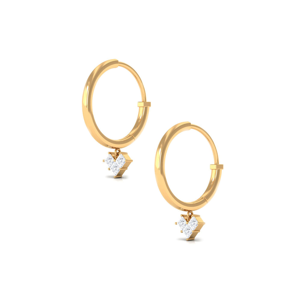 1/2 CT Princess Cut Diamond Heart Drop Hoop Earrings Diamond - ( HI-SI ) - Color and Clarity - Rosec Jewels