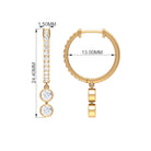 1 CT Cubic Zirconia Hoop Drop Earrings in Gold Zircon - ( AAAA ) - Quality - Rosec Jewels