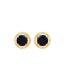 1/2 CT Round Shape Black Opal Solitaire Floral Stud Earrings Black Opal - ( AAA ) - Quality - Rosec Jewels