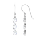 2 CT Round Moissanite Three Stone Dangle Drop Earrings Moissanite - ( D-VS1 ) - Color and Clarity - Rosec Jewels