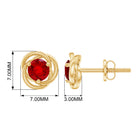 Solitaire Created Ruby Swirl Stud Earrings in 3 Prong Setting Lab Created Ruby - ( AAAA ) - Quality - Rosec Jewels