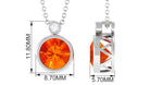 Lab Grown Orange Sapphire Pendant Necklace with Diamond Lab Created Orange Sapphire - ( AAAA ) - Quality - Rosec Jewels