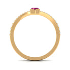 Minimal Pink Tourmaline Split Shank Ring with Diamond Pink Tourmaline - ( AAA ) - Quality - Rosec Jewels