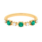 Emerald and Diamond Half Eternity Ring Emerald - ( AAA ) - Quality - Rosec Jewels