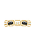 Black Spinel and Diamond Geometric Half Eternity Ring Black Spinel - ( AAA ) - Quality - Rosec Jewels