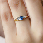 1/2 CT Minimal Oval Cut Blue Sapphire Solitaire Ring with Diamond Blue Sapphire - ( AAA ) - Quality - Rosec Jewels