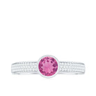 0.75 CT Solitaire Pink Tourmaline and Diamond Engagement Ring Pink Tourmaline - ( AAA ) - Quality - Rosec Jewels