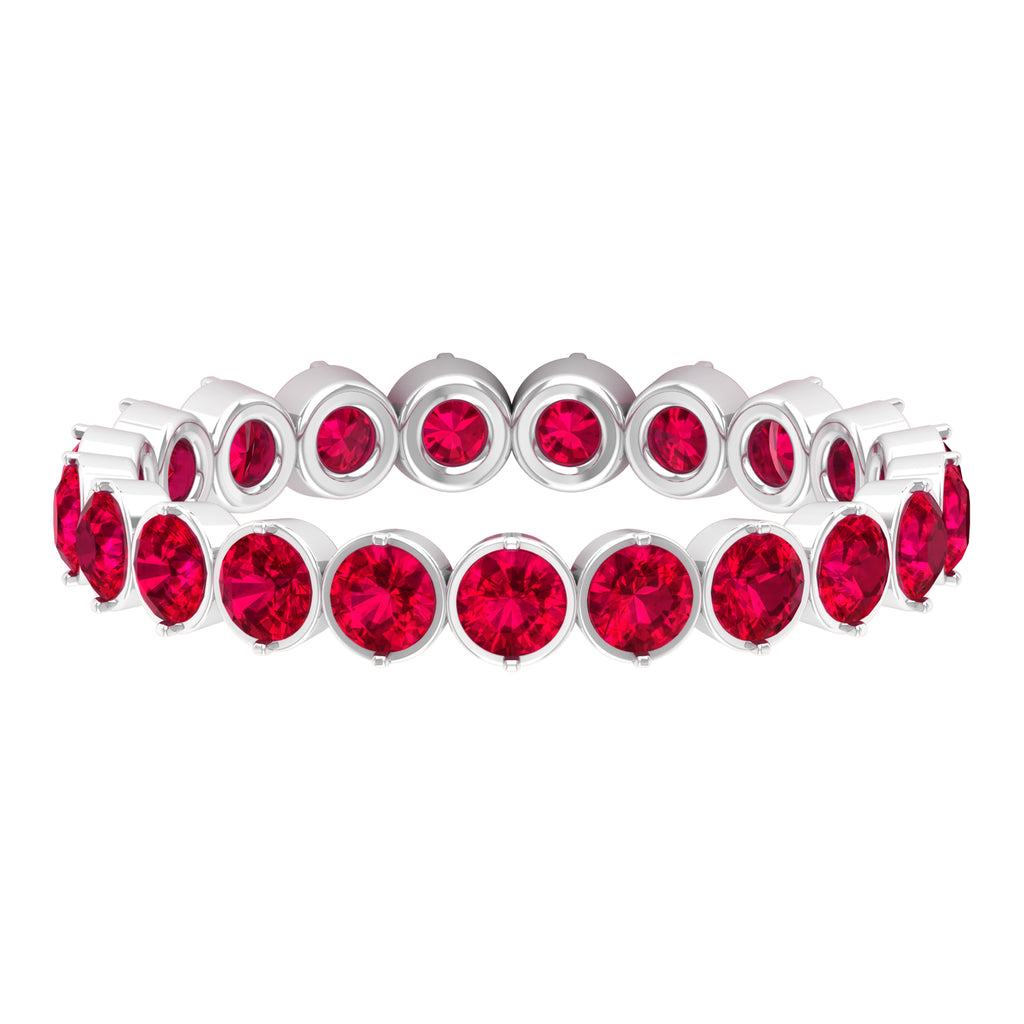 2 CT Bezel Set Ruby Full Eternity Stackable Ring Ruby - ( AAA ) - Quality - Rosec Jewels