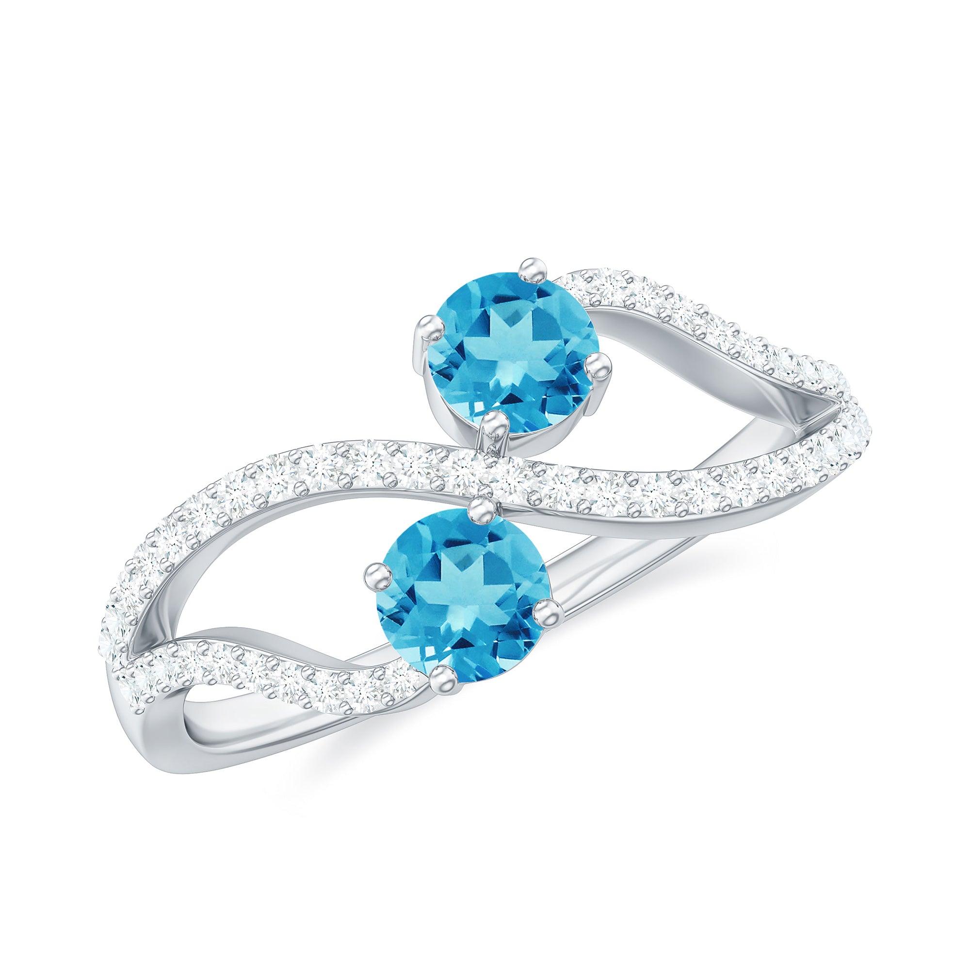 3/4 CT Minimal Swiss Blue Topaz and Diamond Engagement Ring Swiss Blue Topaz - ( AAA ) - Quality - Rosec Jewels