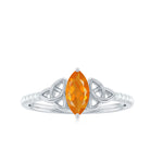 Marquise Cut Solitaire Fire Opal Celtic Knot Ring with Diamond Fire Opal - ( AAA ) - Quality - Rosec Jewels