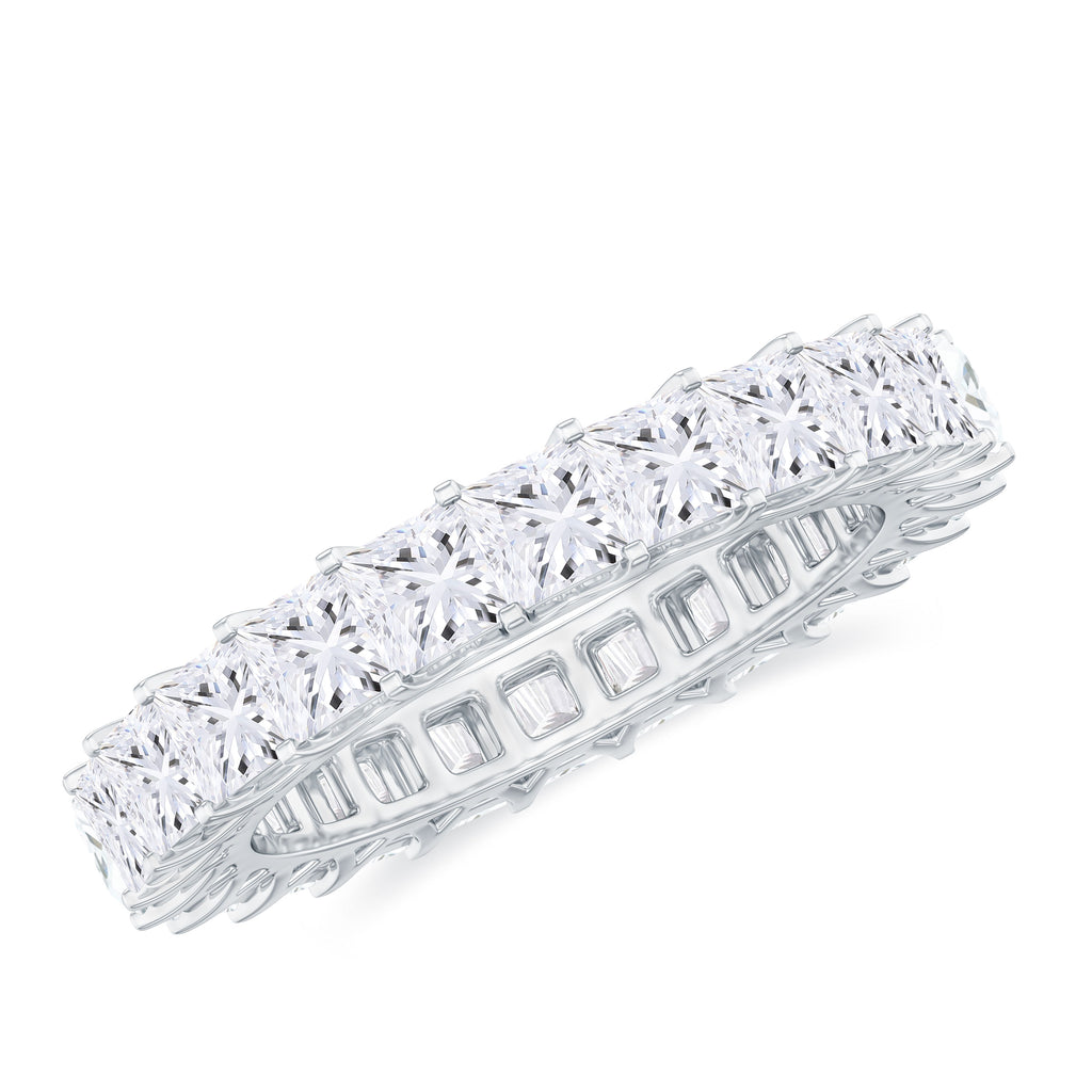 Princess Cut Moissanite Stackable Eternity Band Ring in Gold Moissanite - ( D-VS1 ) - Color and Clarity - Rosec Jewels