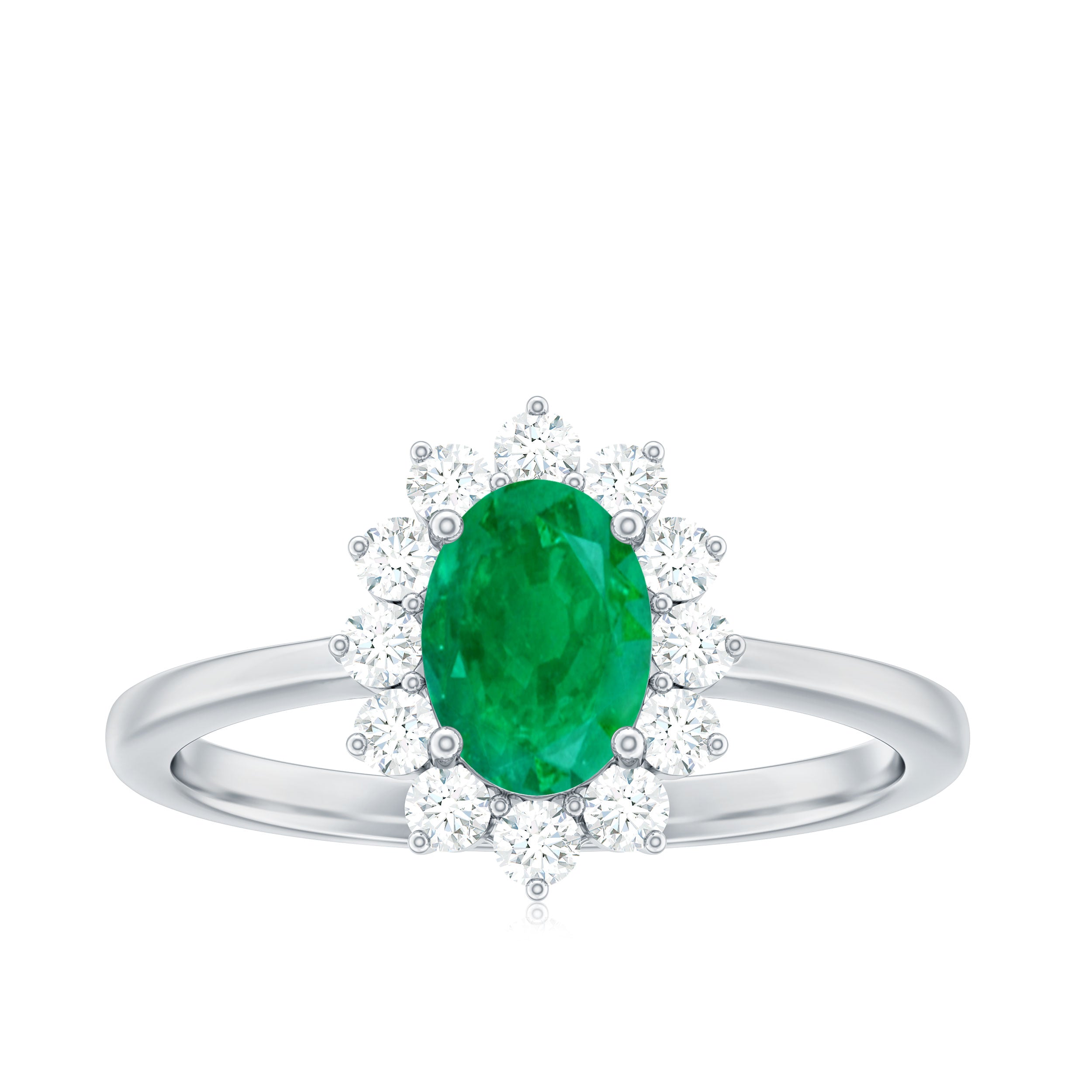 Princess Diana Inspired Emerald and Diamond Engagement Ring Emerald - ( AAA ) - Quality - Rosec Jewels