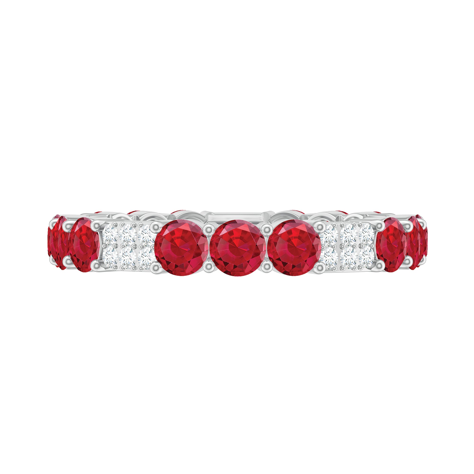 Lab-Created Ruby and Diamond Designer Eternity Band Ring Lab Created Ruby - ( AAAA ) - Quality - Rosec Jewels