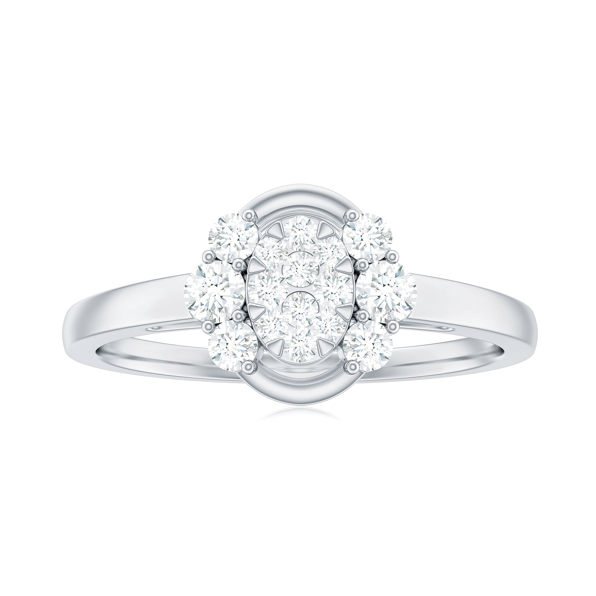 Minimal Certified Moissanite Illusion Engagement Ring in Gold Moissanite - ( D-VS1 ) - Color and Clarity - Rosec Jewels